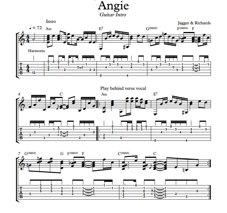 Angie for Fingerstyle guitar.