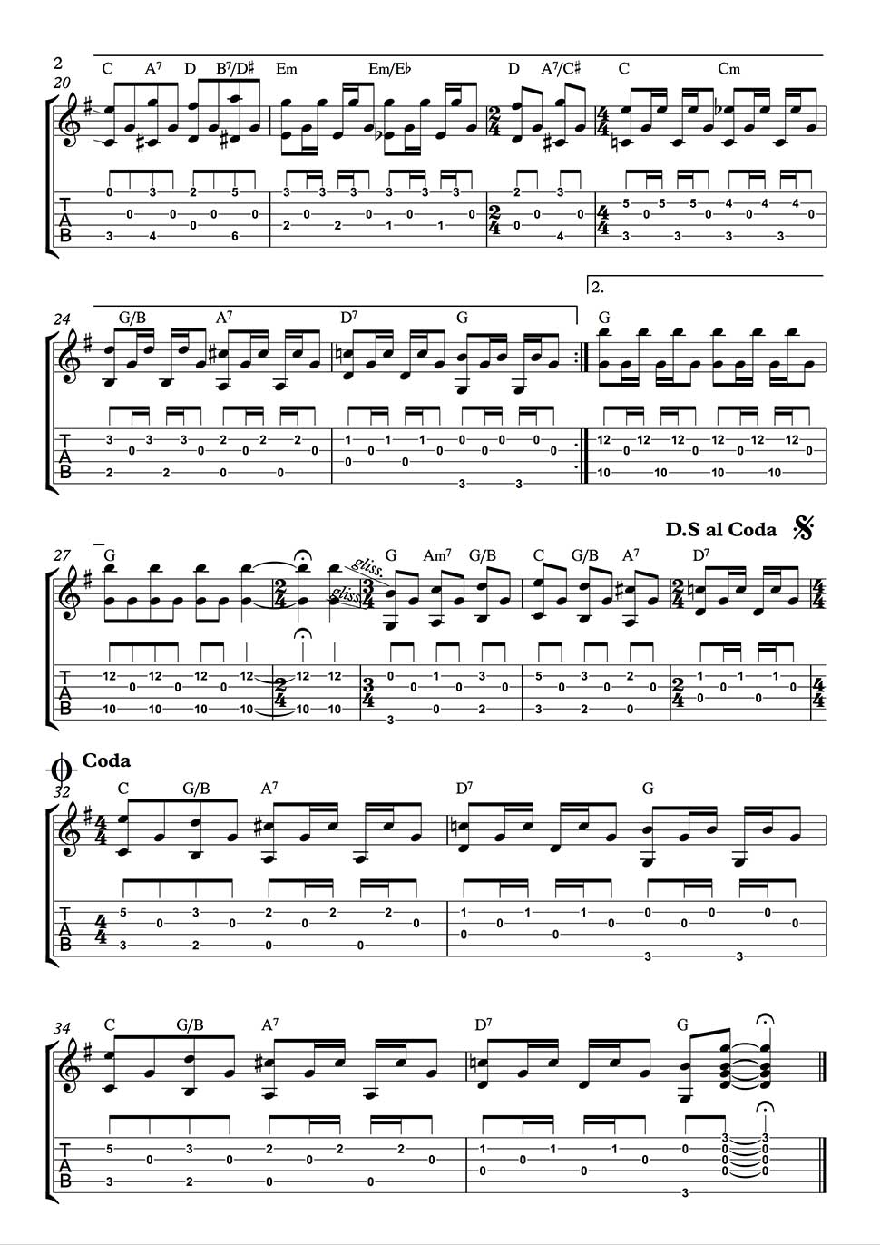  Blackbird Guitar Part As Played By Beatles In Tab And Notation 